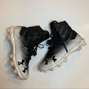 Black and White Under Armor Football Shoes
